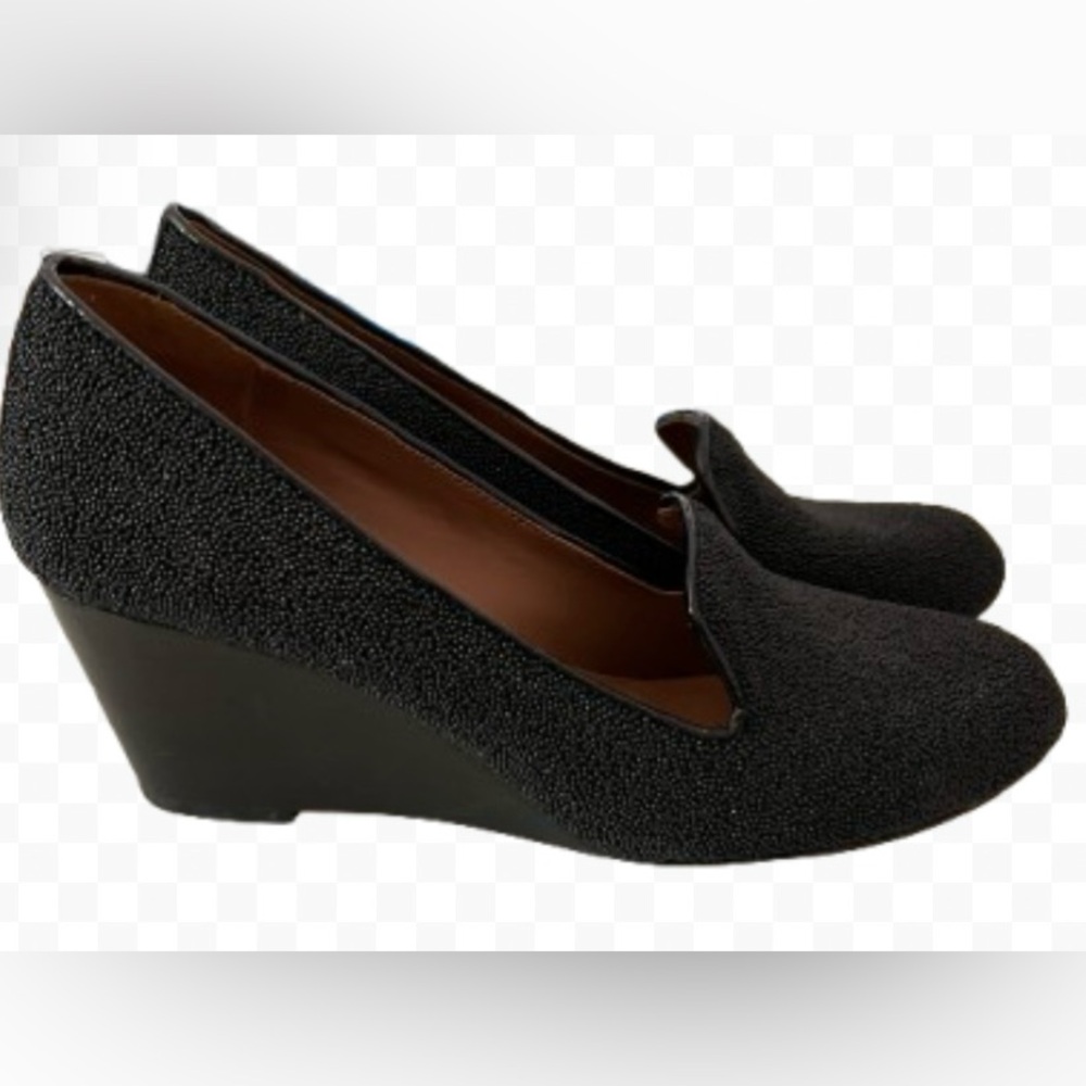 Donald J. Pliner Black Wedge Sparkle Leather Natali Shoes Size 8M